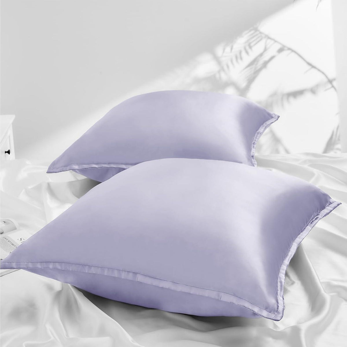 Satin Kissenbezug 80x80 Violett 2er Set Reißverschluss Silk Pillowcase