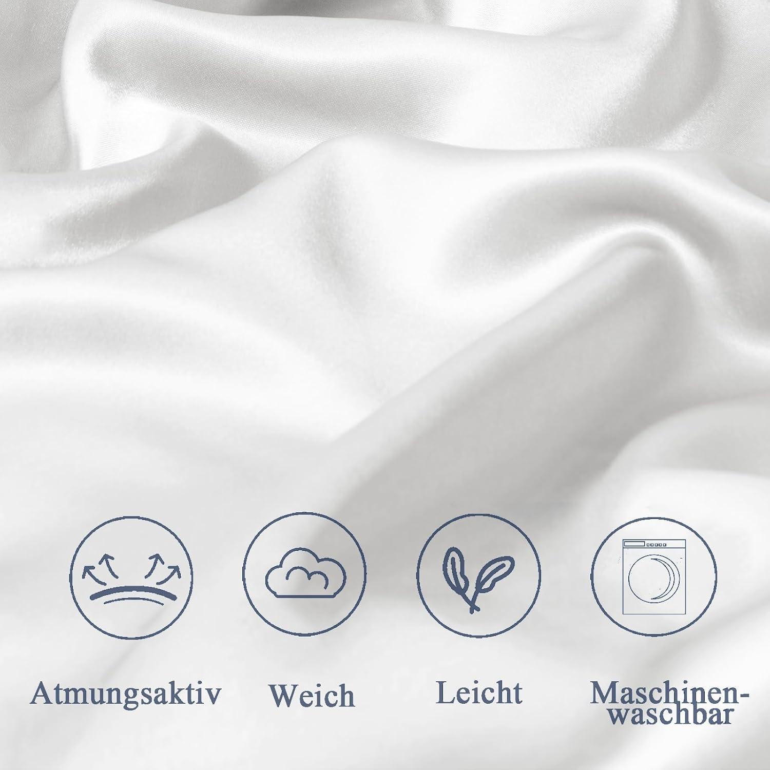 Satin Kissenbezug 80x80 Ivory 2 Stück Haargummis Cream 80x80cm
