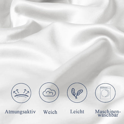 Satin Kissenbezug 80x80 Ivory 2 Stück Haargummis Cream 80x80cm