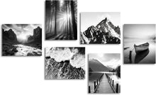 Moderne Schwarz-Weiß Berg Natur Wandbilder 20x25cm Set 6 Stück