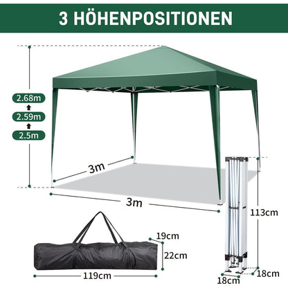 3x3m Faltpavillon – Stabil, Wasserdicht & UV-Schutz für Garten & Party