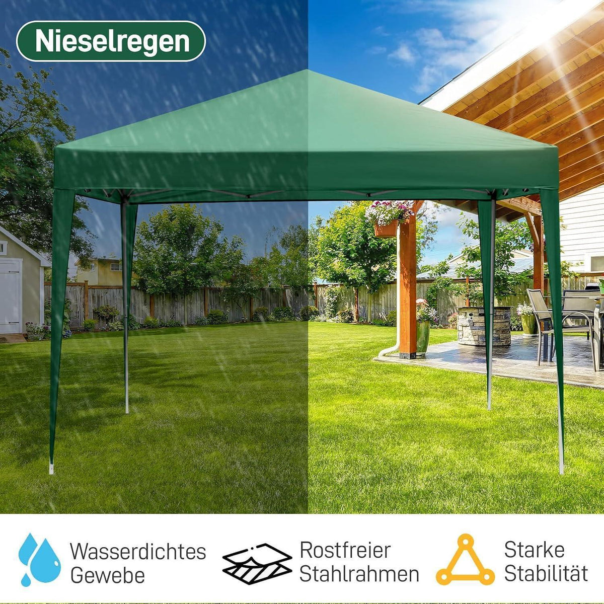 3x3m Faltpavillon – Stabil, Wasserdicht & UV-Schutz für Garten & Party