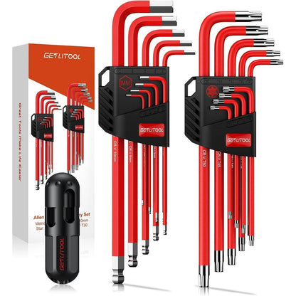 Innensechskant & Torx Schlüssel Satz Lang, 18tlg. Kugelkopf & T-Griff