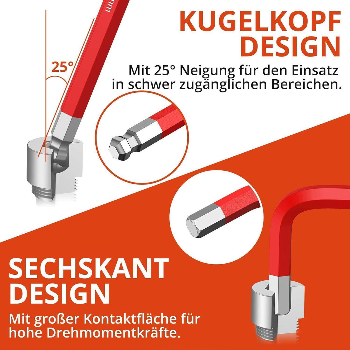 Innensechskant & Torx Schlüssel Satz Lang, 18tlg. Kugelkopf & T-Griff