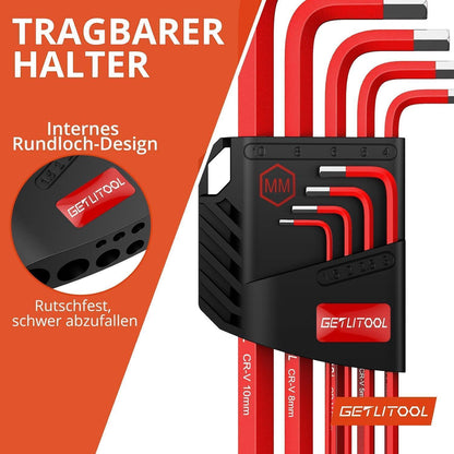 Innensechskant & Torx Schlüssel Satz Lang, 18tlg. Kugelkopf & T-Griff