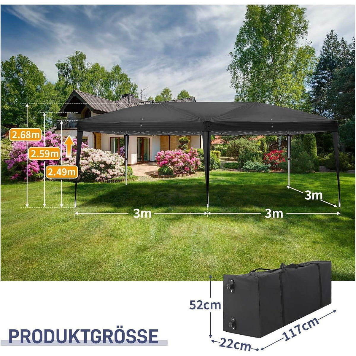 Faltpavillon 3x6m – Wasserdicht & Winterfest für Garten & Party