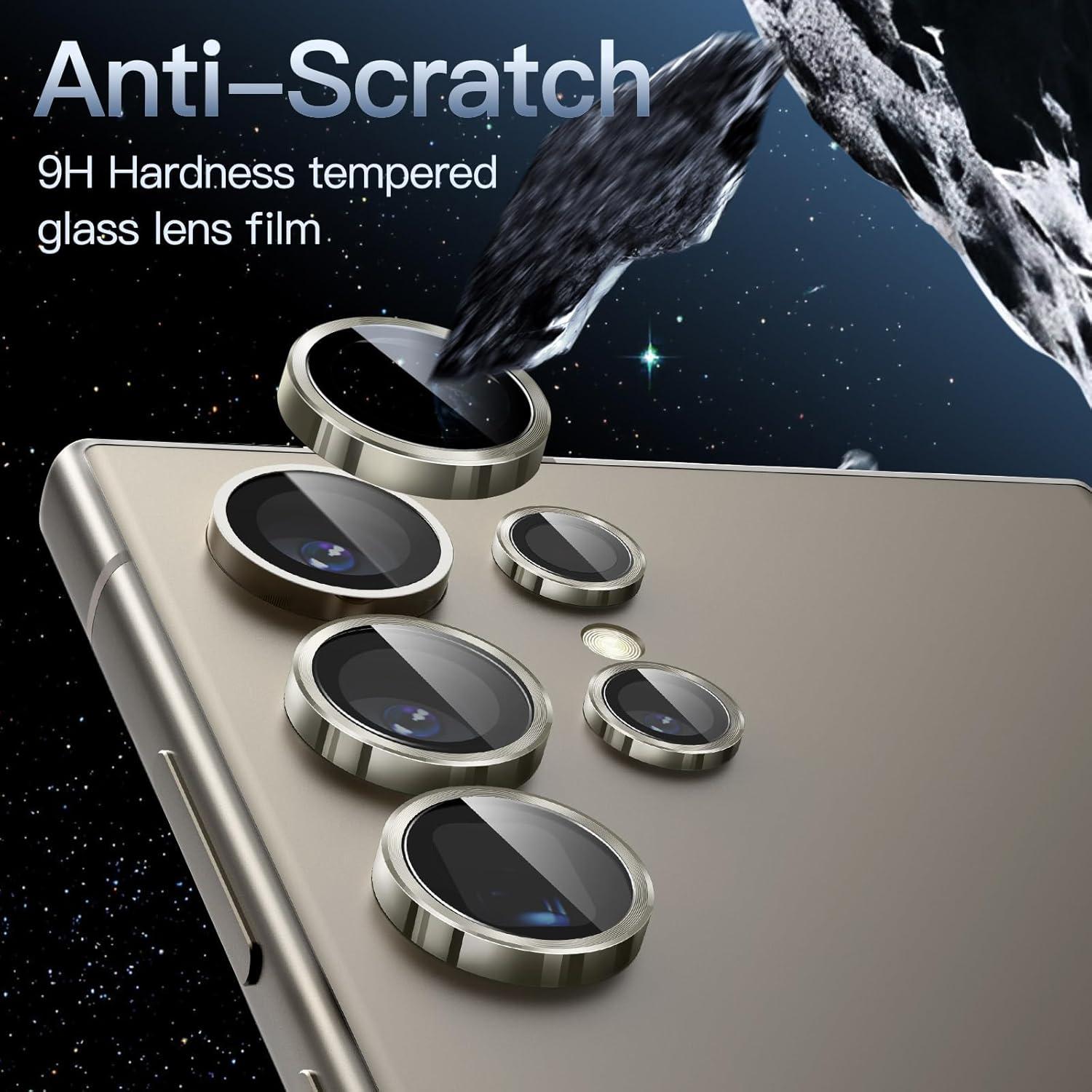 Kameraschutz für Samsung Galaxy S24 Ultra, 9H Gehärtetes Glas, Metallring Abdeckung, Einfache Installation, HD Klar, 1 Set