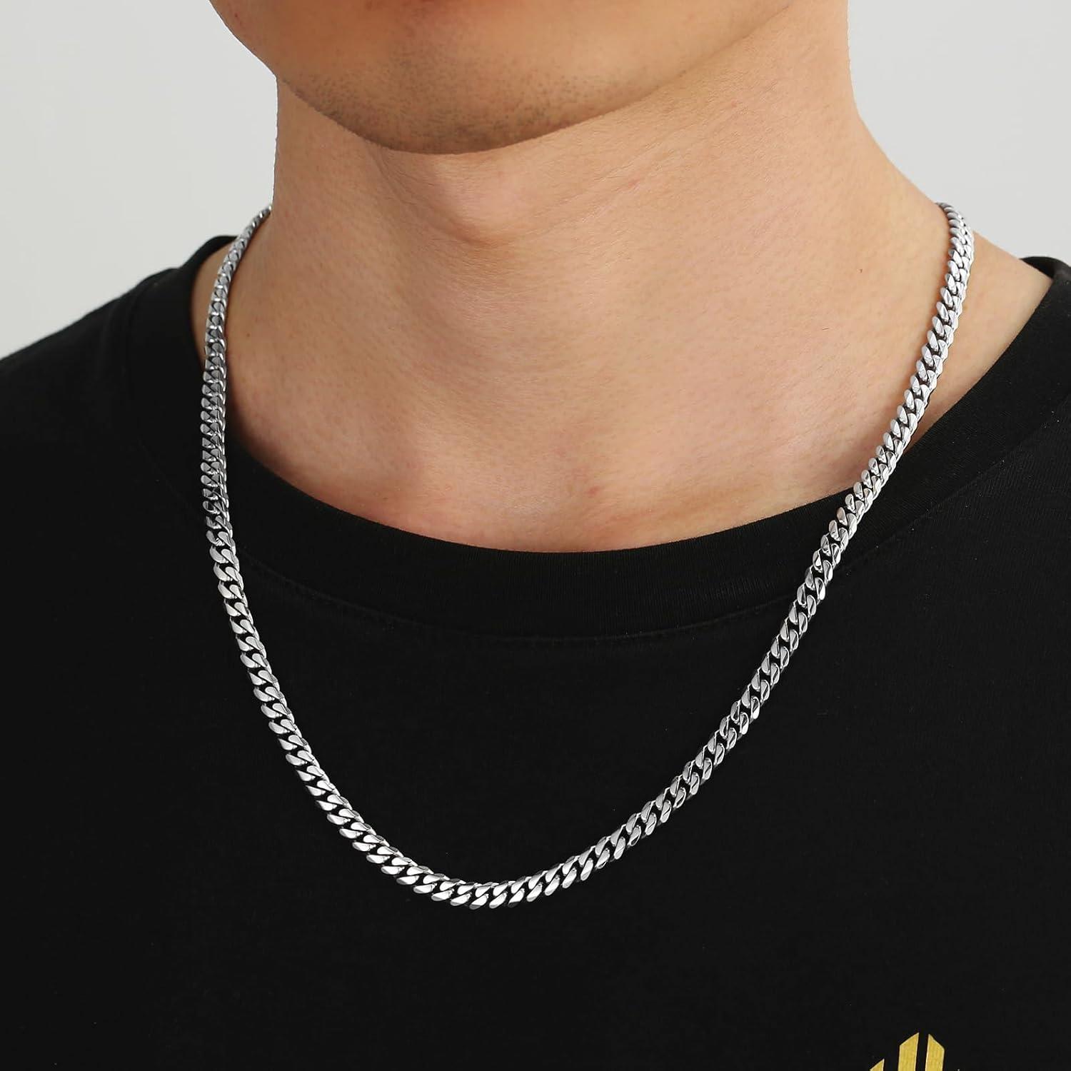 Edelstahl Cuban Link Chain 5mm Silberkette Geschenk 55.9cm