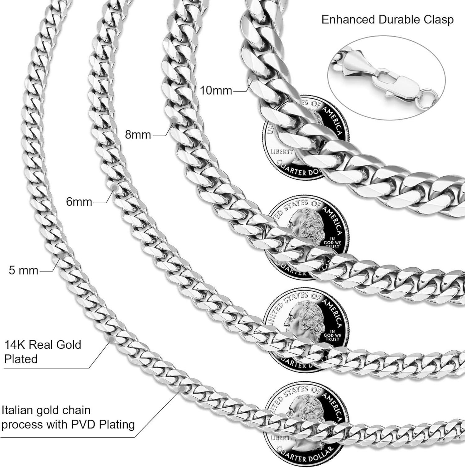 Herren Panzerkette 5mm Edelstahl mit Diamantschliff, 14K vergoldet 55.9cm