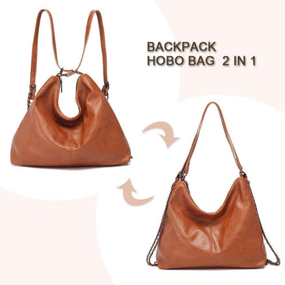 Eleganter Damen Rucksack aus PU-Leder 2-in-1 Modern Hobo