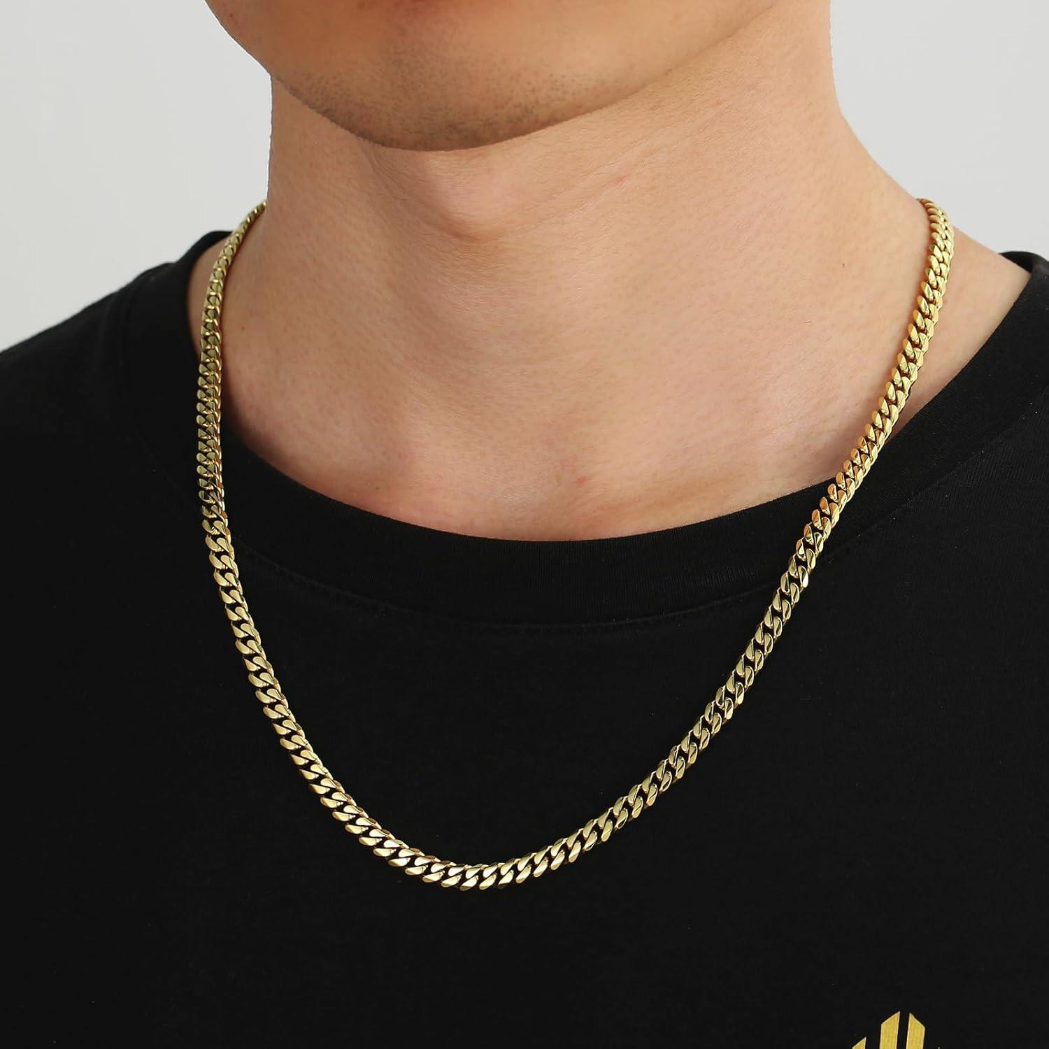 Kubanische Panzerkette mit Diamantschliff 14K Gold Vergoldet