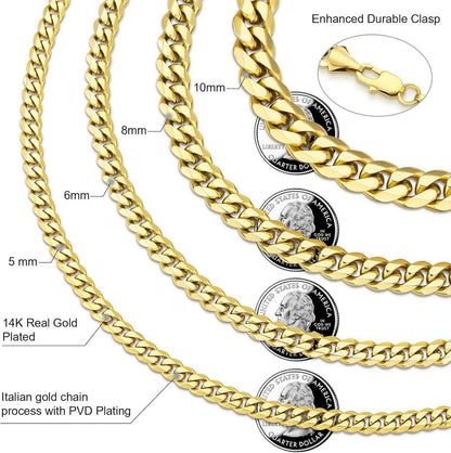 Herren Edelstahl Panzerkette Diamantschliff 14K Gold Vergoldet 5mm 61cm