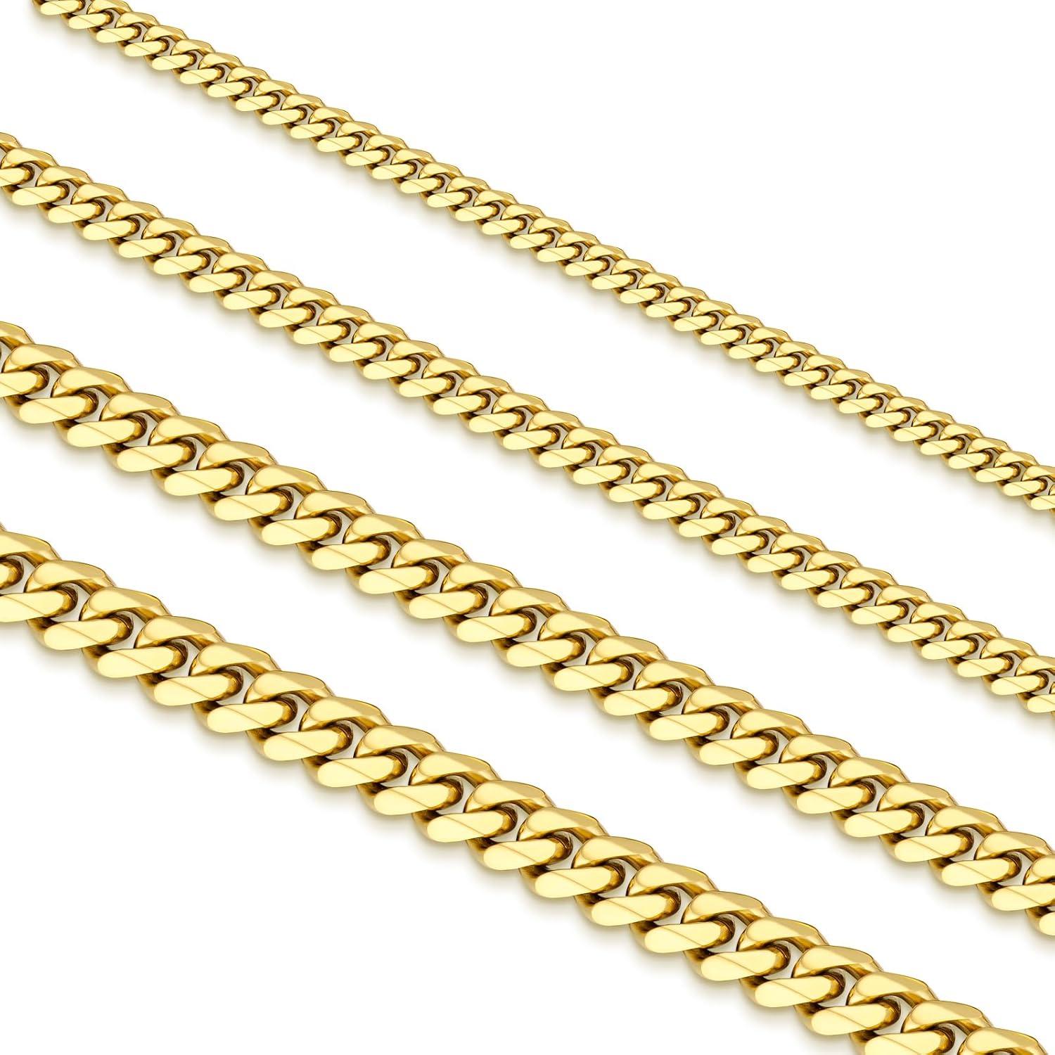 Herren Gold Panzerkette 5mm Diamantschliff Cuban Chain 61cm