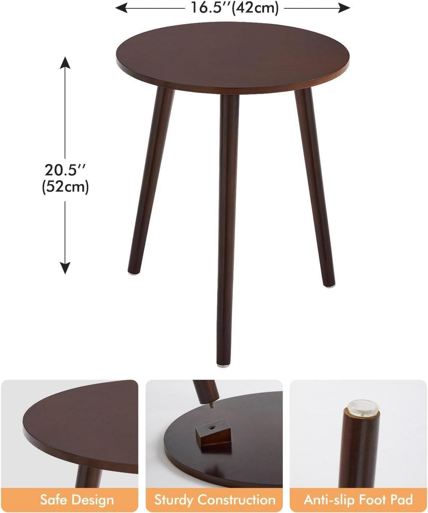 Runder Beistelltisch Holz Ø42x52cm Wohnzimmertisch Braun