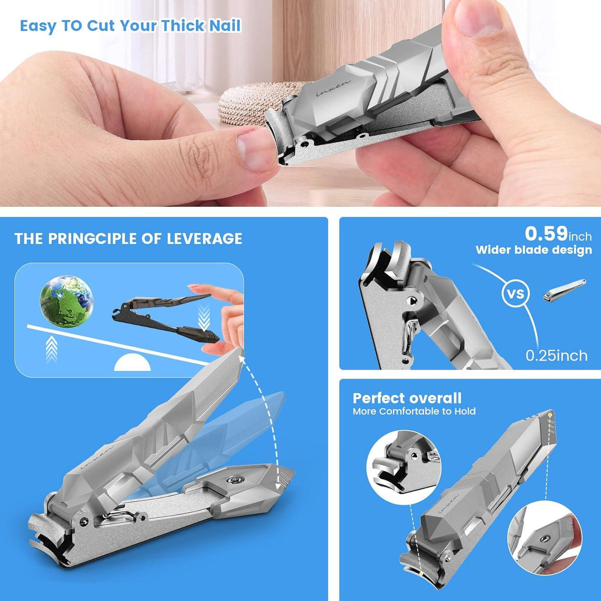 Hochwertiger Nagelknipser aus Edelstahl, scharfer Nail Clipper mit Auffangbehälter