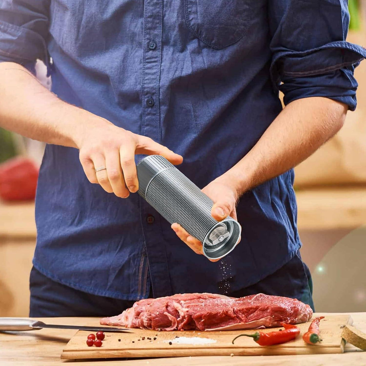 Profi Salz Pfeffermühle Aluminium 12 Einstellungen - Nachfüllbar