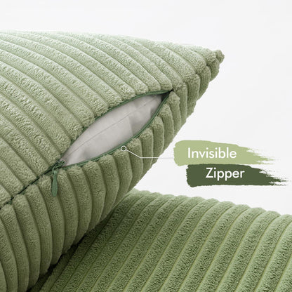 4er Set Kordsamt Kissenbezug 40x40 cm Grün für Sofa
