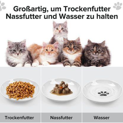 Futternapf Katze Set Keramik 6 Stück Rutschfester Silikon
