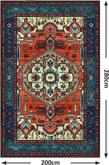 WONGS BEDDING Boho Teppich Kurzflor Vintage Rot 200x280 cm
