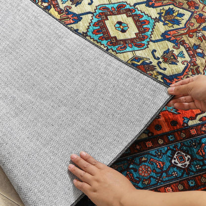 Boho Teppich Vintage Design Kurzflor Rot 200x280 cm maschinenwaschbar