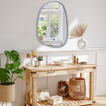 Asymmetrischer Wandspiegel Oval Grau Modern 65x45cm