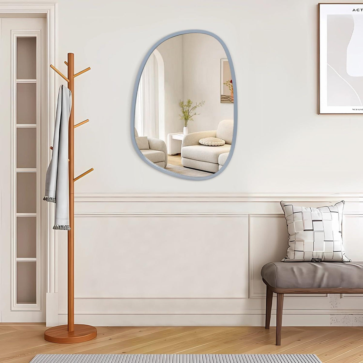 Asymmetrischer Wandspiegel Oval Grau Modern 65x45cm