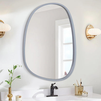 Asymmetrischer Wandspiegel Oval Grau Modern 65x45cm
