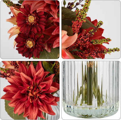 Herbstdeko Kunstblumen Dalia & Chrysantheme Zylindrische