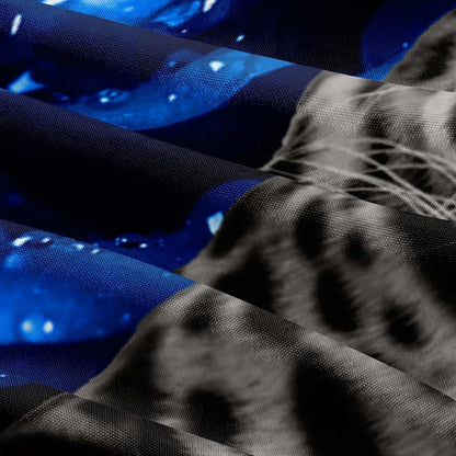 Leoparden Bettwäsche 135x200 - 4tlg. 3D Blau Mikrofaser Bettbezug