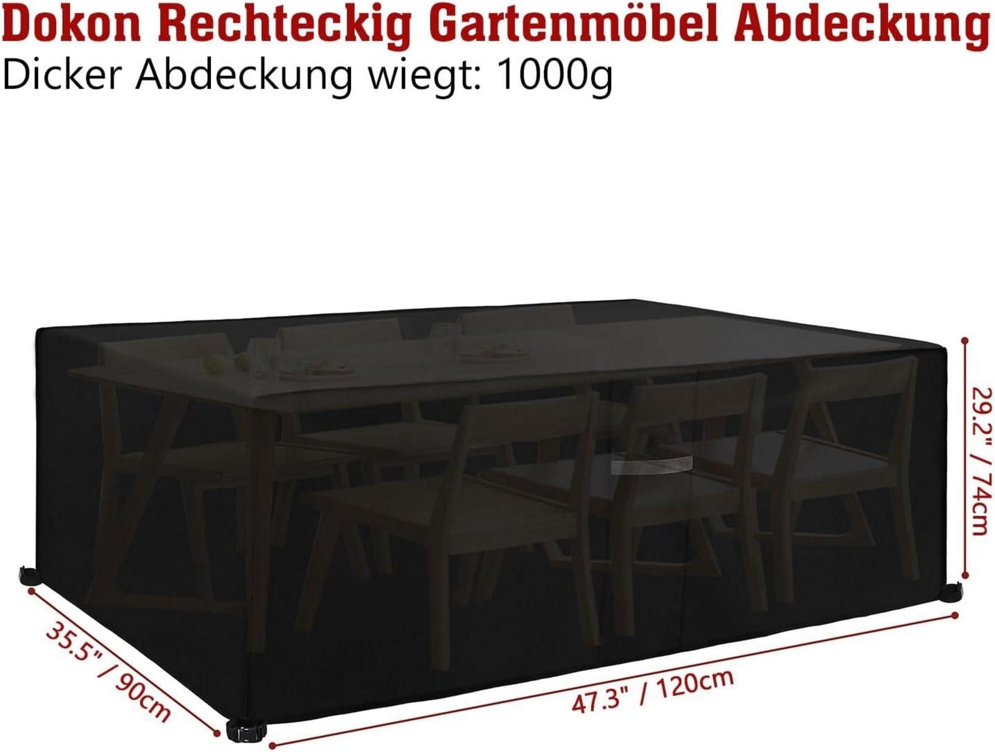 Gartenmöbel Abdeckung 600D Oxford Wasserdicht Schwarz 120x90x74cm