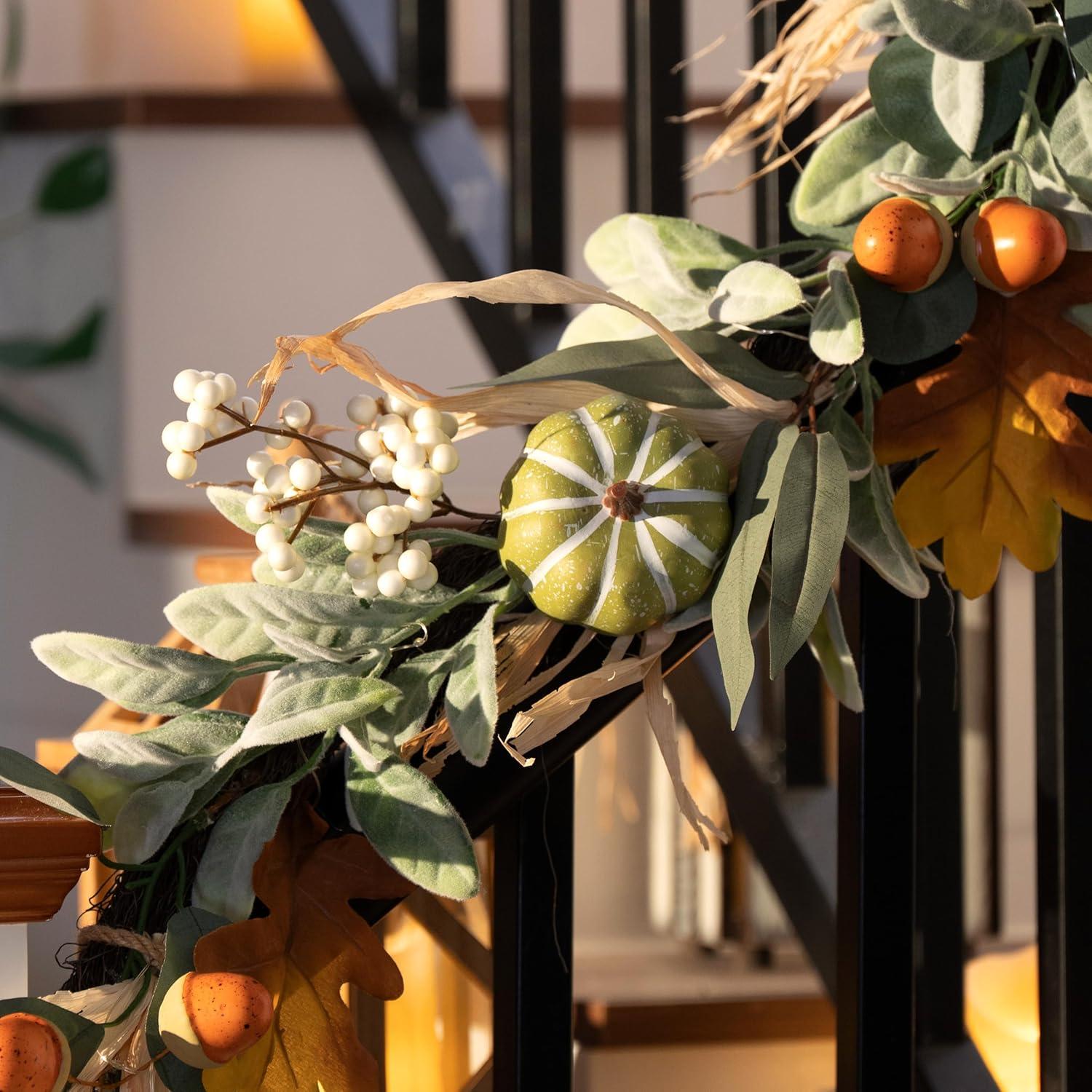 Herbstgirlande 150cm Künstlicher Kürbis Beeren Ahornblatt Türkranz