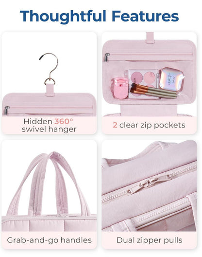 BAGSMART Kulturbeutel Aufhängen Damen Groß Kosmetik Organizer Pink