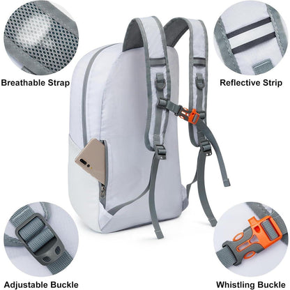 Faltbarer Rucksack 25L Wasserdicht Weiß Unisex Tagesrucksack