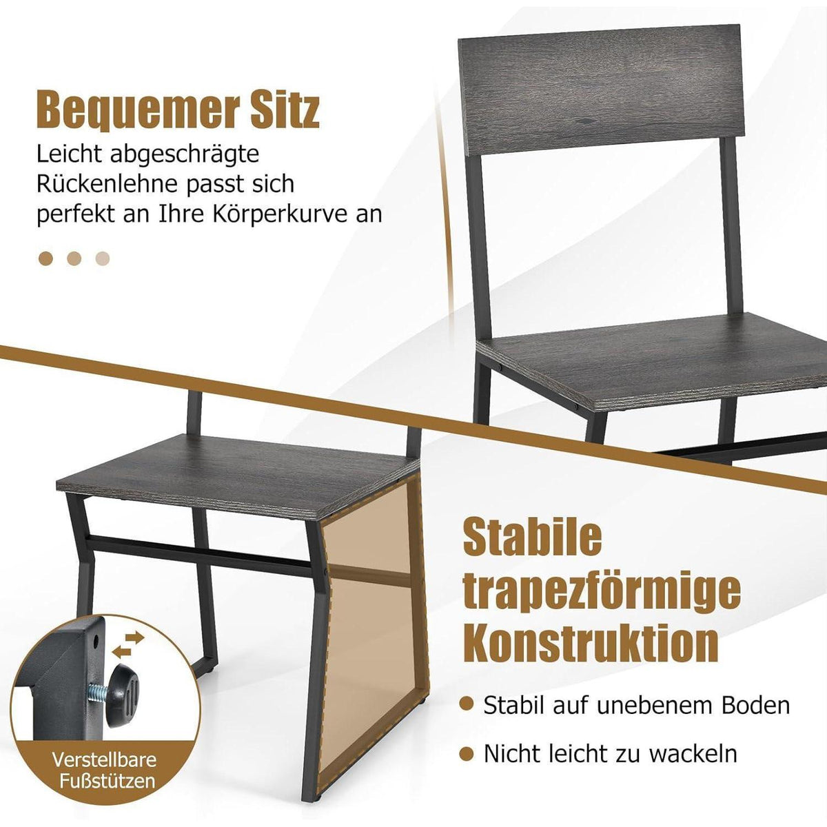 5-teiliges Esstisch-Set mit Stühlen | Industriedesign & Stauraum