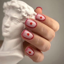 Valentinstag Nägel zum Aufkleben Rot Kurz Acryl Fingernägel