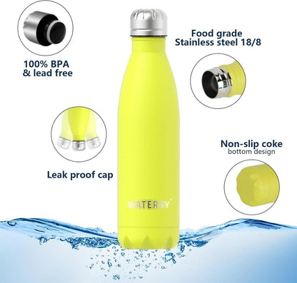 Trinkflasche Edelstahl 500ml BPA-frei Thermosflasche Kinder Gelb