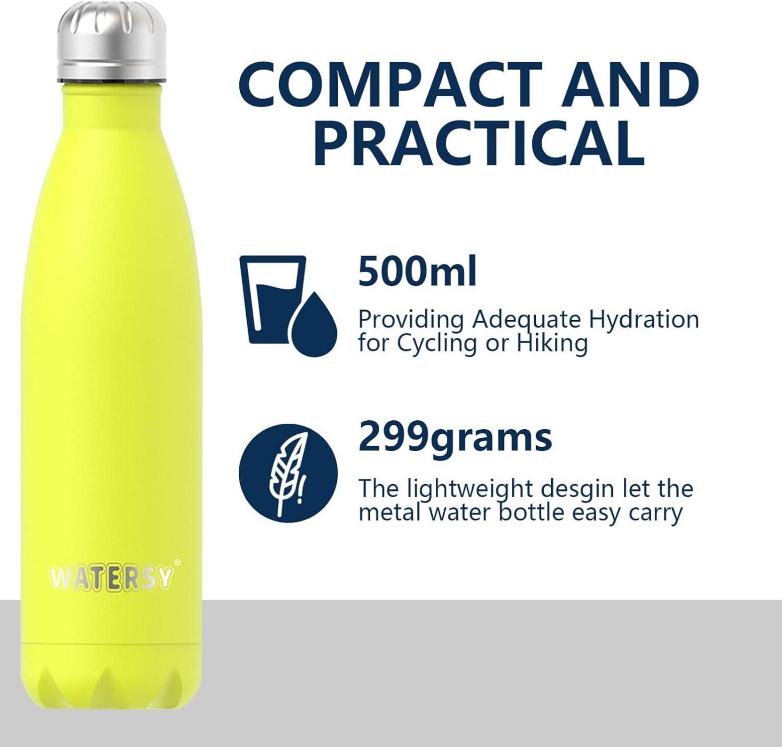 Trinkflasche Edelstahl 500ml WATERSY Thermosflasche Kinder BPA-frei Gelb