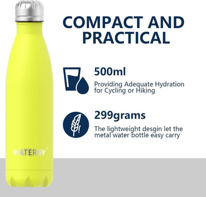 Trinkflasche Edelstahl 500ml WATERSY Thermosflasche Kinder BPA-frei Gelb