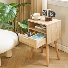 IBUYKE Rattan Nachttisch mit Schublade und Regal, Boho