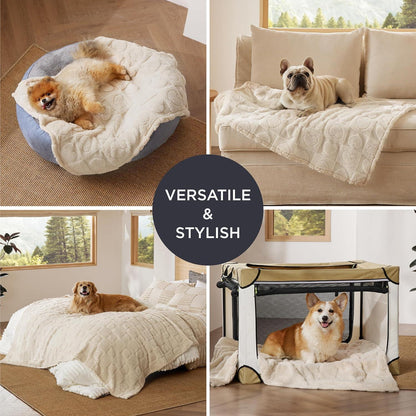 Waschbare Hundedecke Coral Fleece 100x80cm Cremeweiß