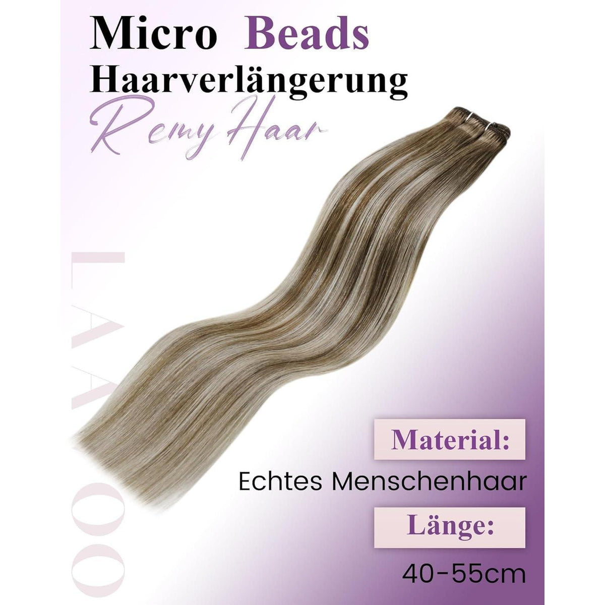 Echthaar Tressen Extensions Braun Blond 12 Zoll 50g