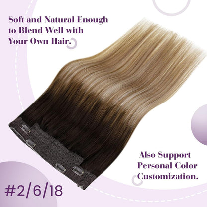 Remy Echthaar Verlängerung Balayage Dunkelbraun-Blond