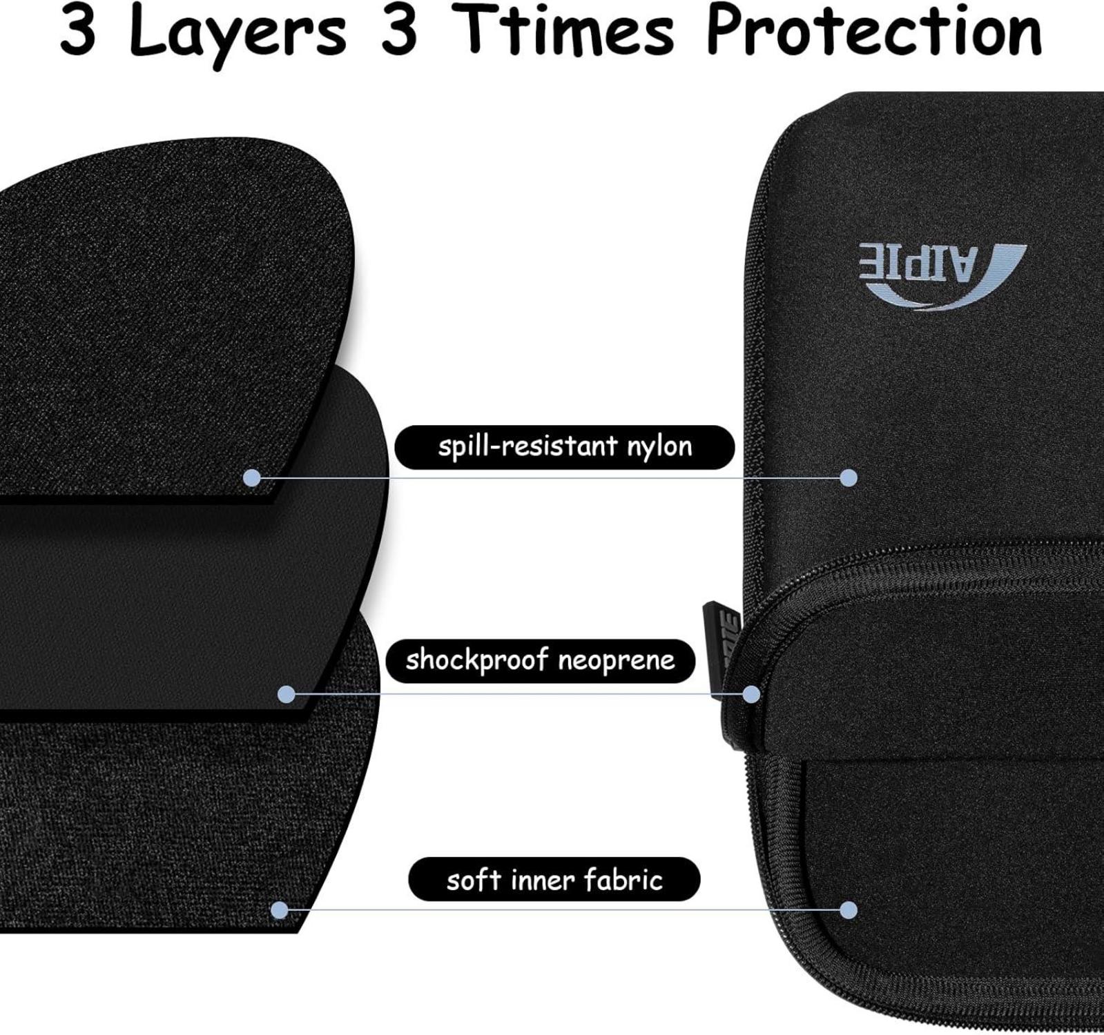 Neopren Laptop Tasche 17 17,3 Zoll Hülle Handtasche Schwarz 41x30,5 cm
