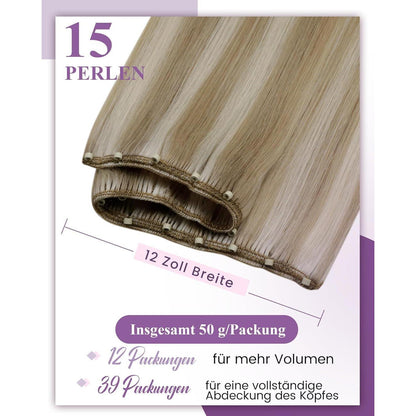 Echthaar Tressen Blond Highlight #18/613 - 12" Weft