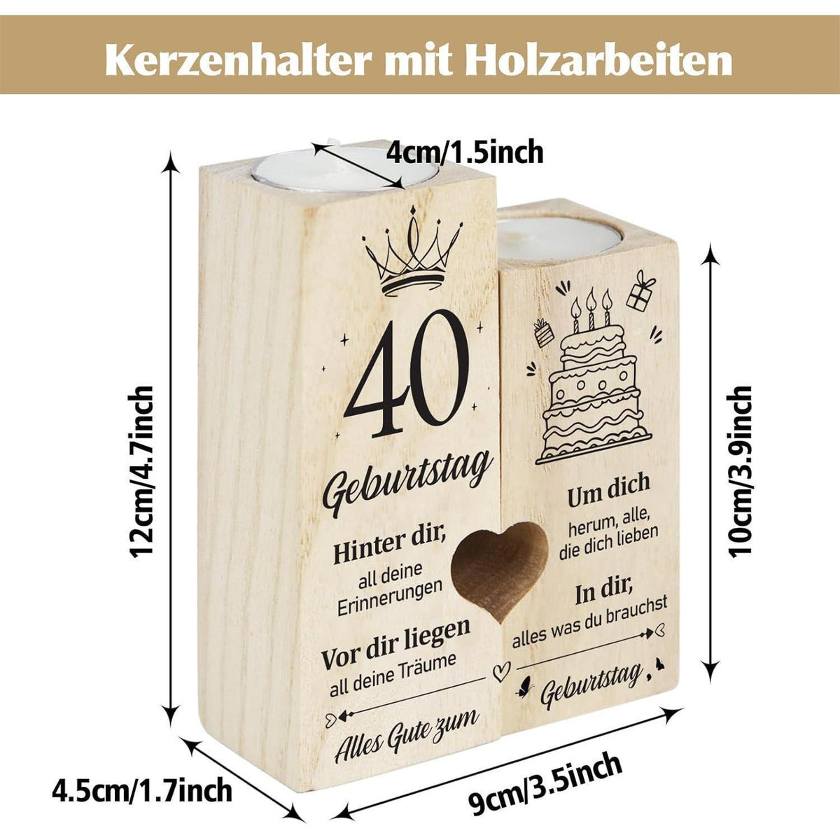 Personalisierter Kerzenständer 40. Geburtstag Geschenk 1985