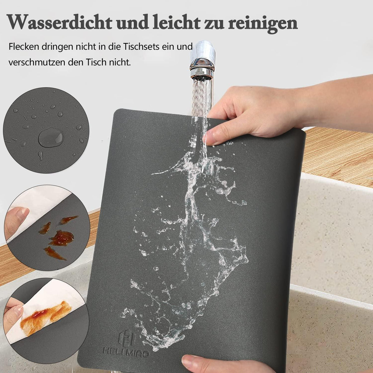 Abwaschbare Tischsets in Lederoptik, 6er Set, Lila + Rosa