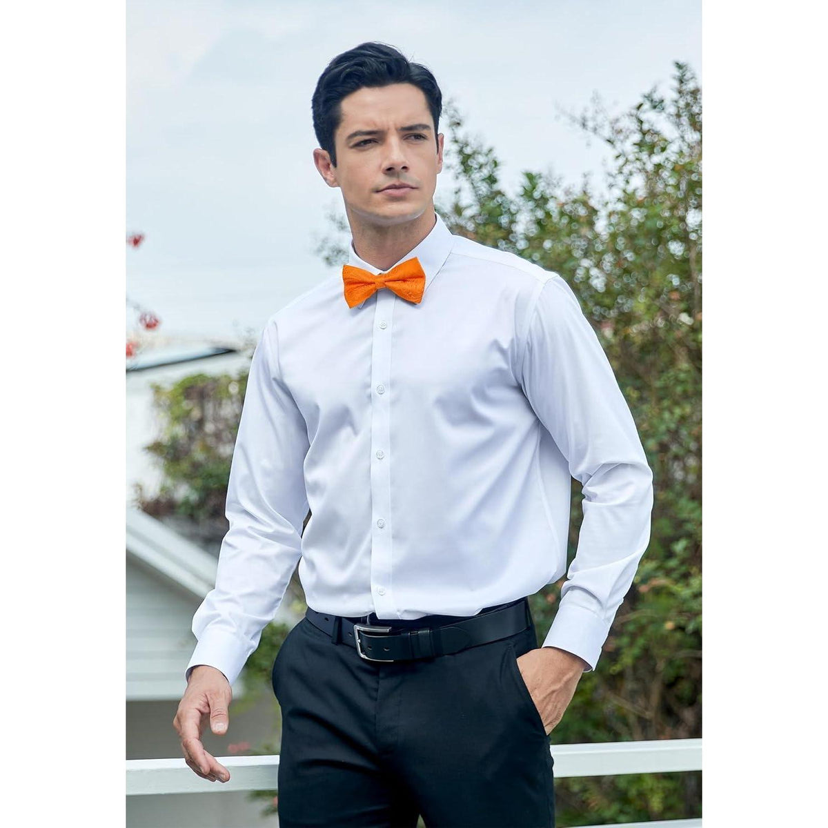 Herren Fliege mit Einstecktuch Set Orange