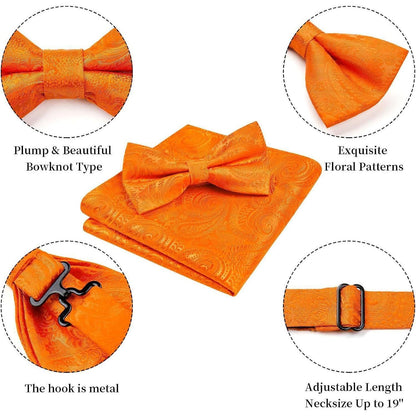 Herren Fliege mit Einstecktuch Set Orange