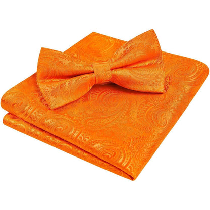 Herren Fliege mit Einstecktuch Set Orange