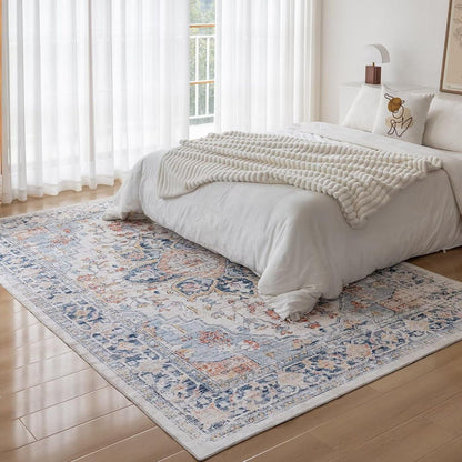 Waschbarer Vintage Teppich 120x170CM für Wohnzimmer und Schlafzimmer rutschfest